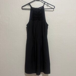 Express Black Sequin Lace Halter Mini Dress Keyhole Telemundo Studios Wardrobe S